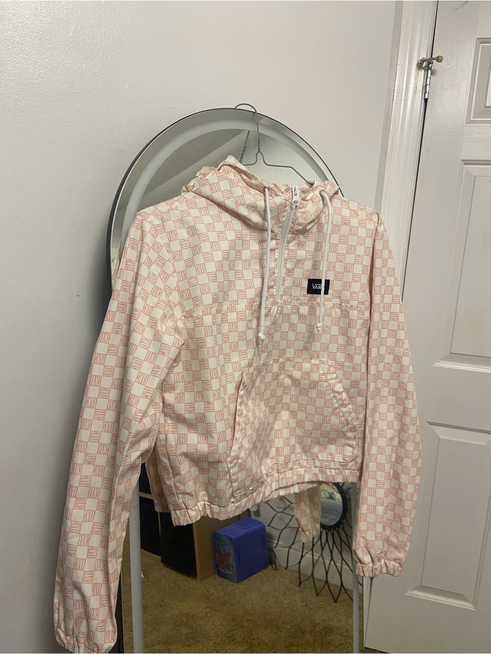 Vans Pink and Cream Checkerboard Hoodie Jacket